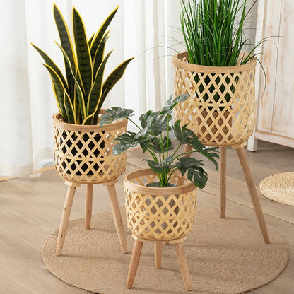 Woven Bamboo Flower Pot